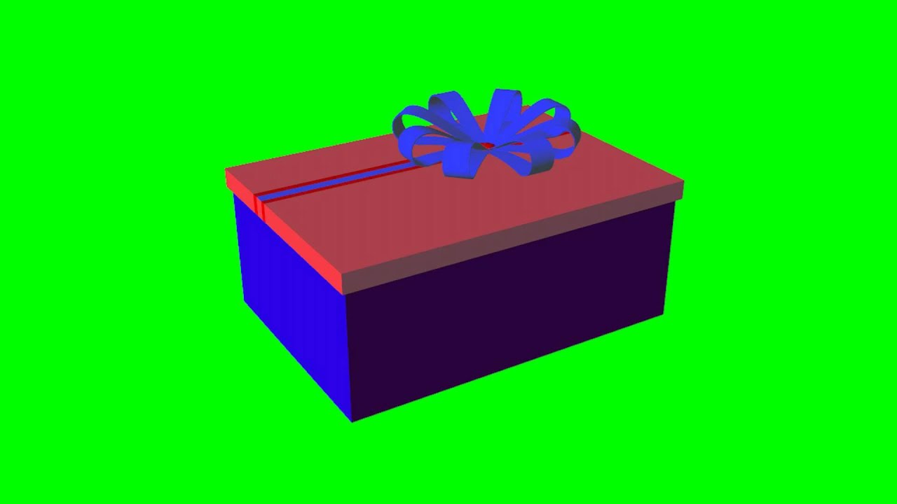 gift box blue / red - different views - green screen effect