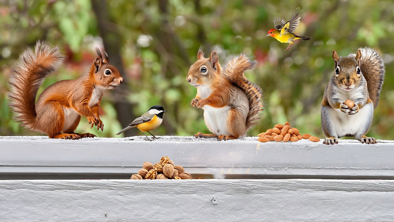 TV FOR CAT When Home Alone 🐱🐦 Fruit Party of Birds and Squirrels🕊🥝 Cat TV Relax Your Cat