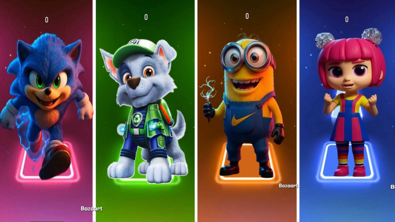 Sonic Vs Paw patrul Rocky Vs Minions Vs Billions Chicky🔥 Tiles Hop Edm Rush Battle