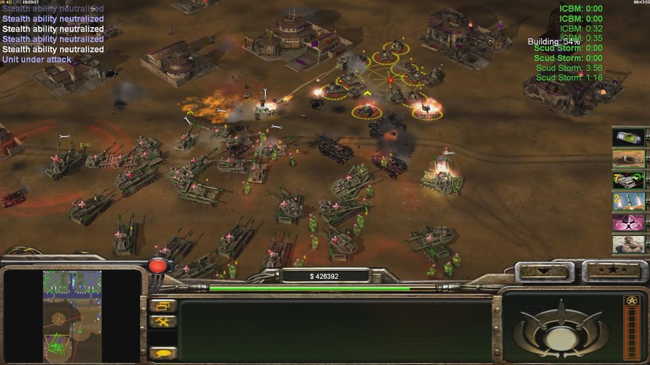 GLA Stealth - Command & Conquer Generals Zero Hour - 2 против 6, сложный геймплей