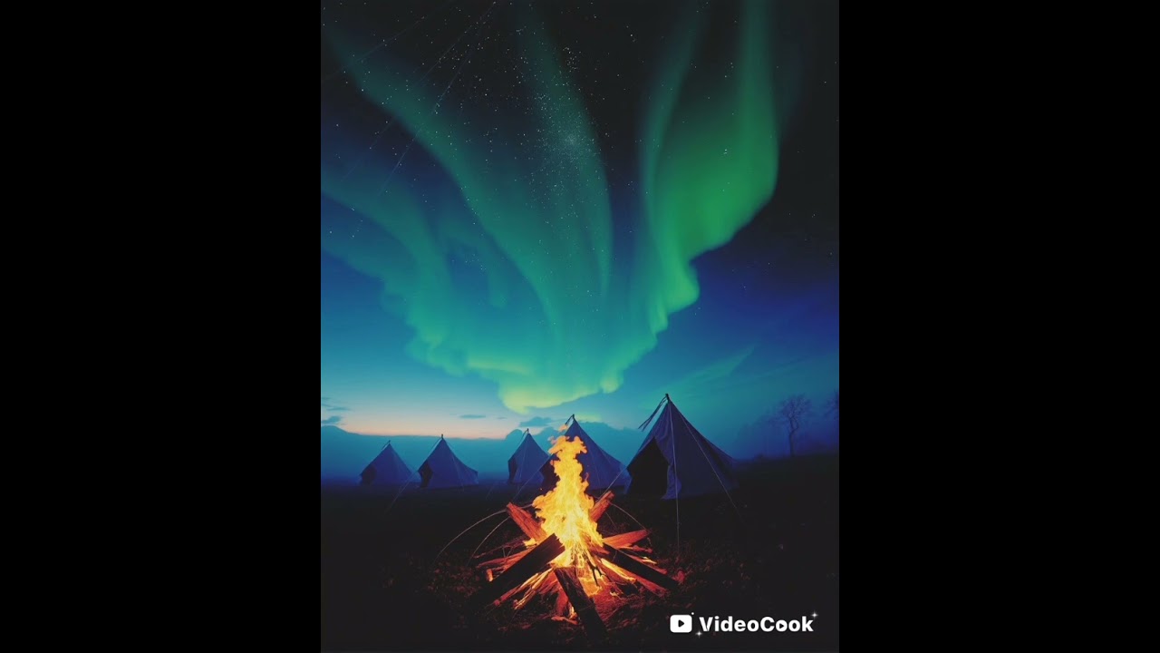 HWK - Blazing campfire under the aurora