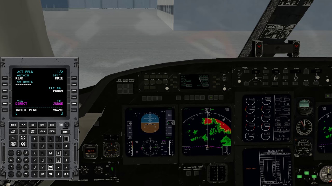X-Plane 11 KIAB-KBIE Thunder storms in the Gulfstream IV