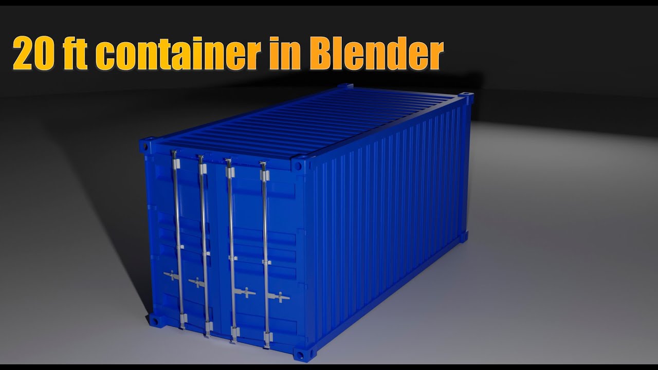 3D model 20ft shipping container in Blender