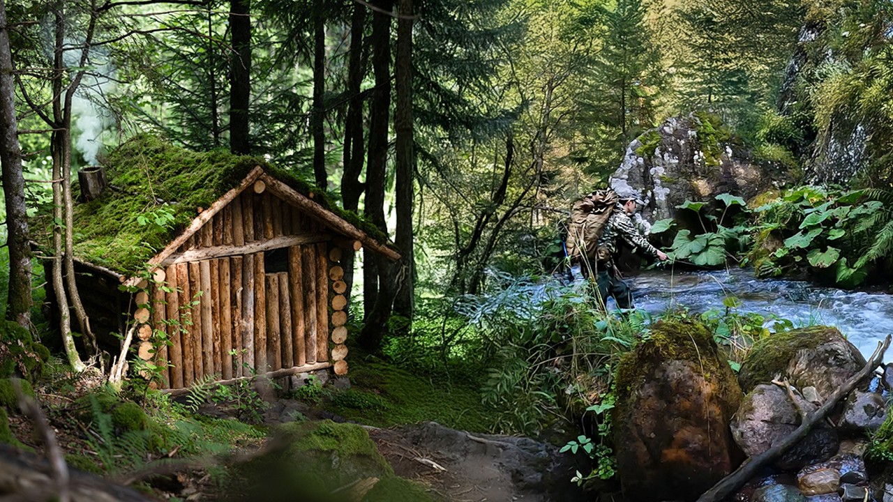 2 Days in a Remote Forest Cabin: Catch & Cook | Foraging | and Bushcraft