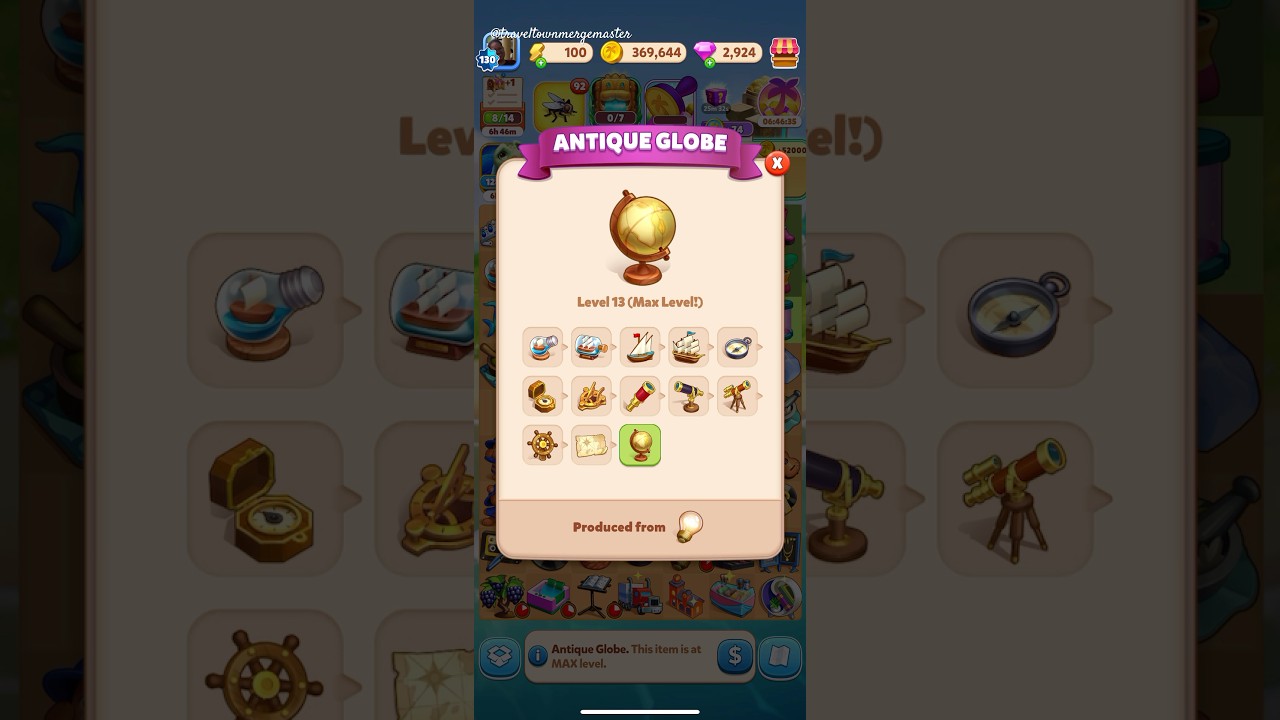 Travel Town - Antique Globe #traveltown #mergegames