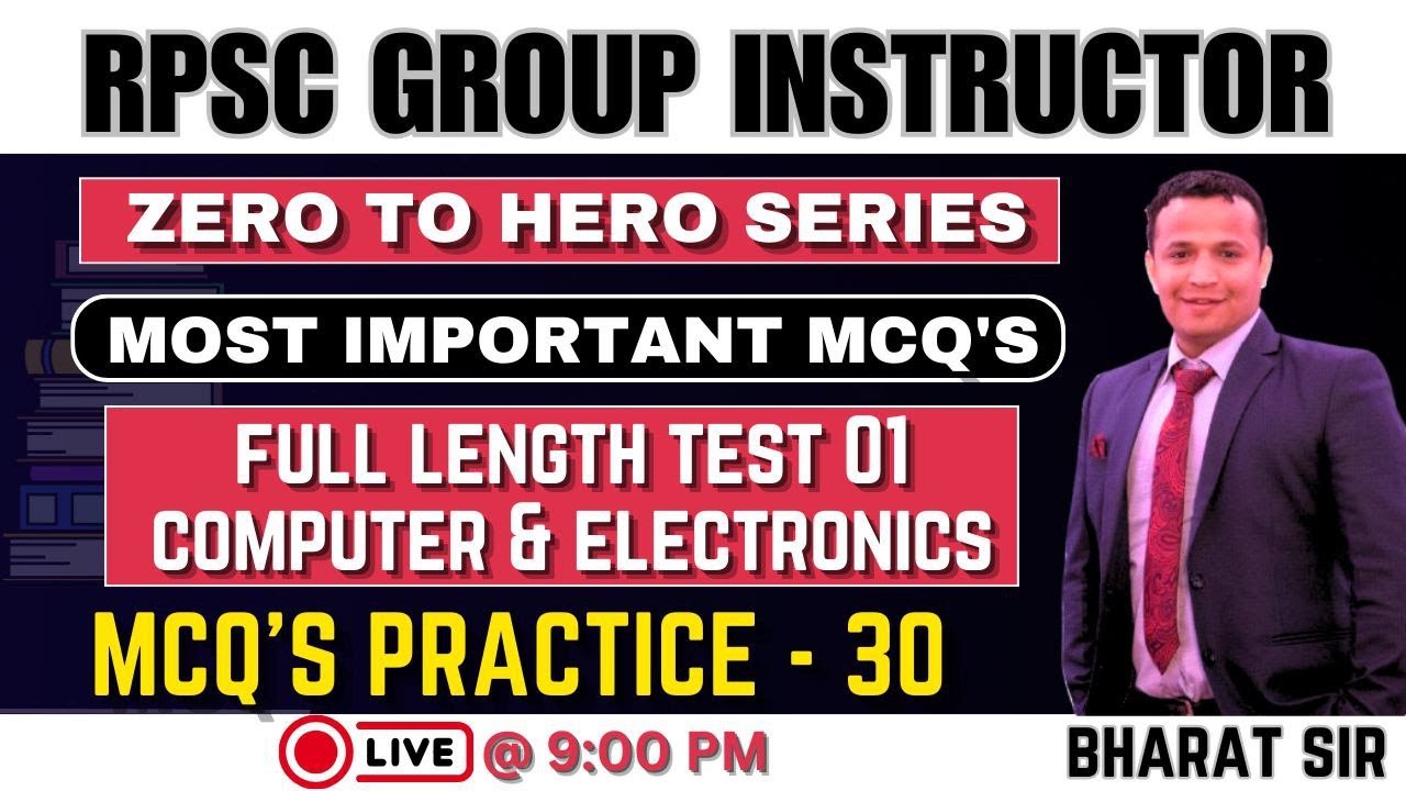 RPSC Group Instructor Important MCQ's - 30 ( TEST SERIES SOLUTION ) | Zero to Hero Series  | RPSC GI