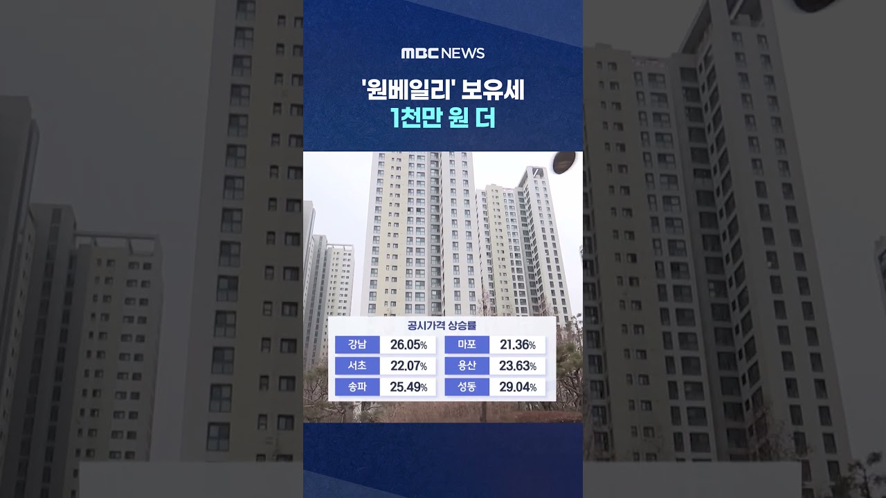 서울 공시가 급등‥'원베일리' 보유세 1천만 원 더 #Shorts (MBC뉴스)