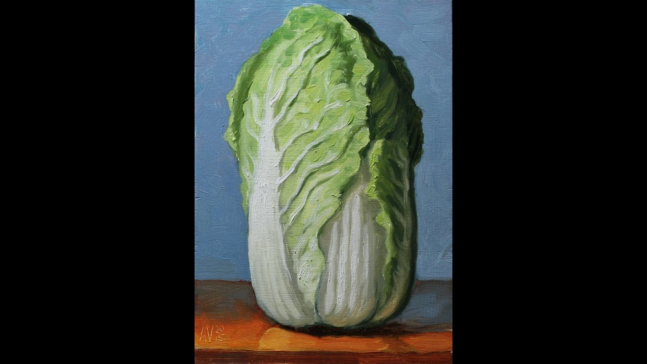 Napa Cabbage Still Life Oil Painting Time Lapse Demo