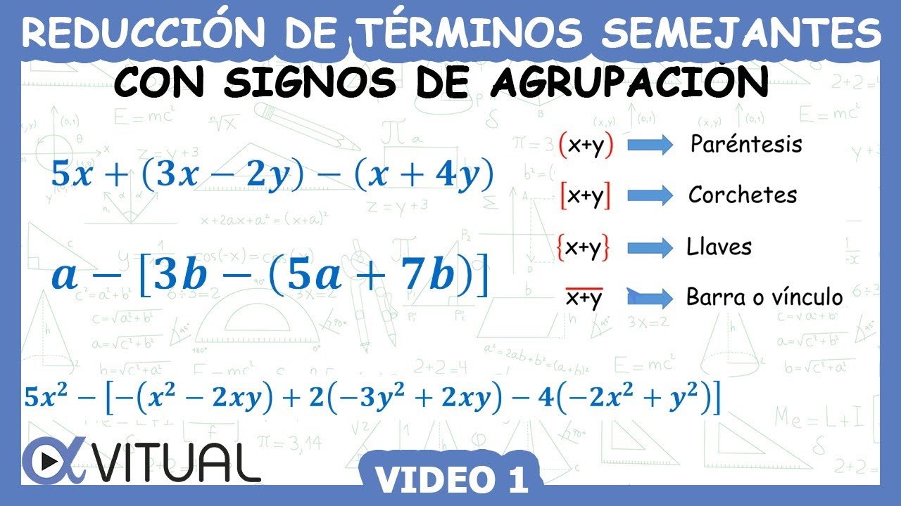 Reducción de Términos Semejantes con SIGNOS DE AGRUPACIÓN video 1