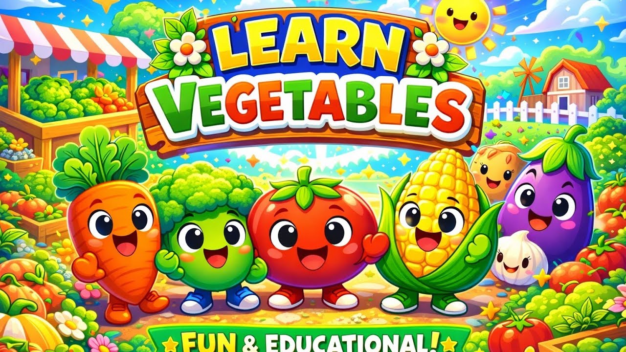 10 Vegetables Names 🥔🥦🫑🥬 For Kids|Funpaws cartoon