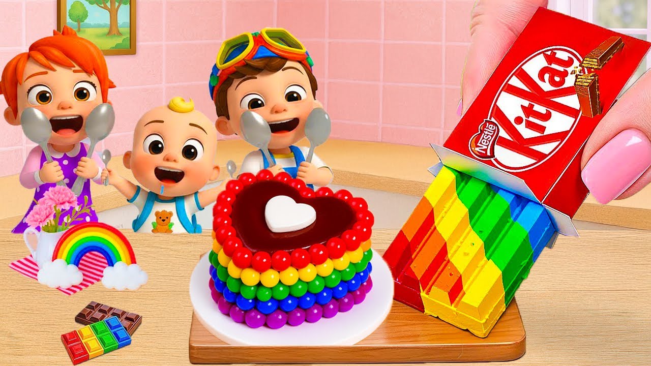 🍰Очаровательный крем Hear Rainbow против торта Rainbow KITKAT🍰Идеальные мини-десерты Rainbow | Ми...