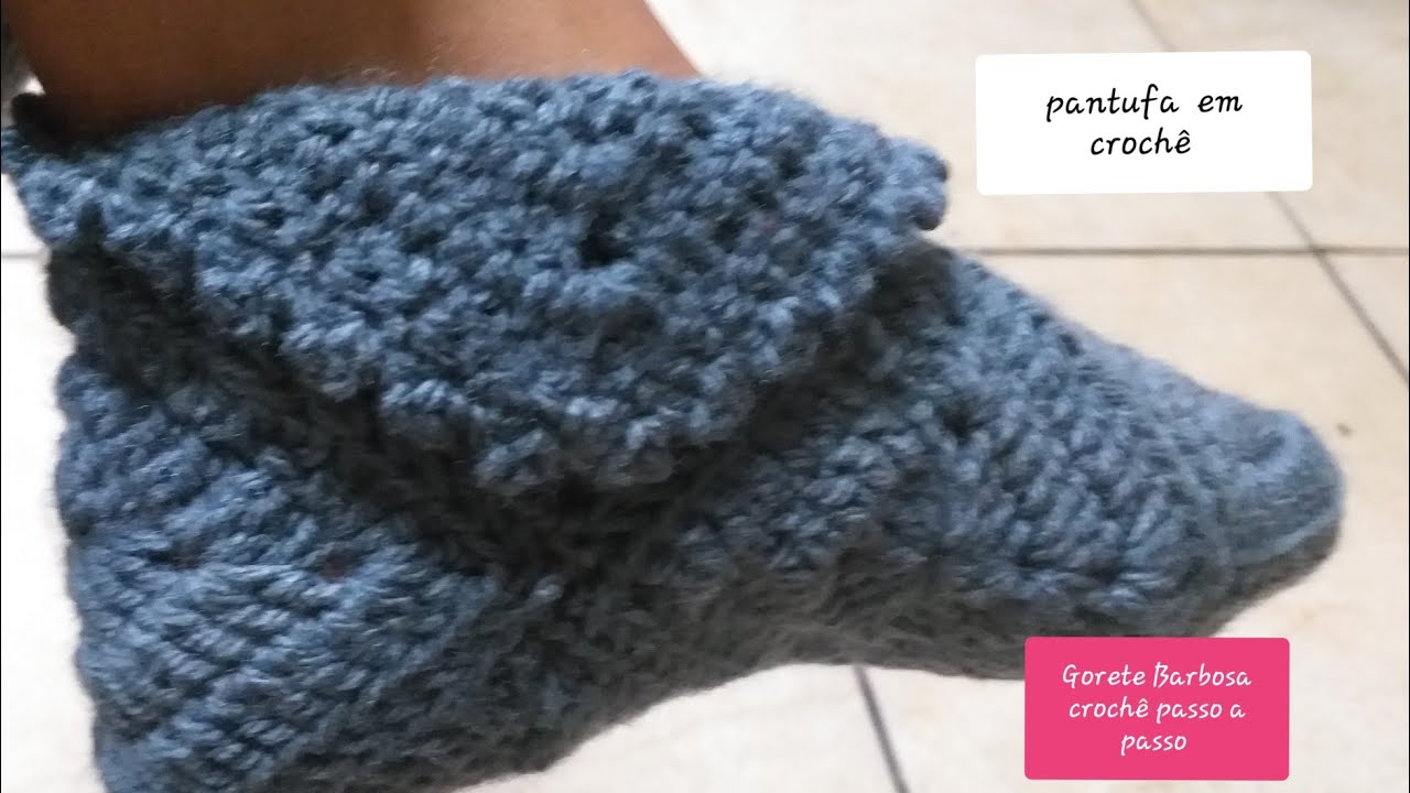 Pantufa de lã em crochê