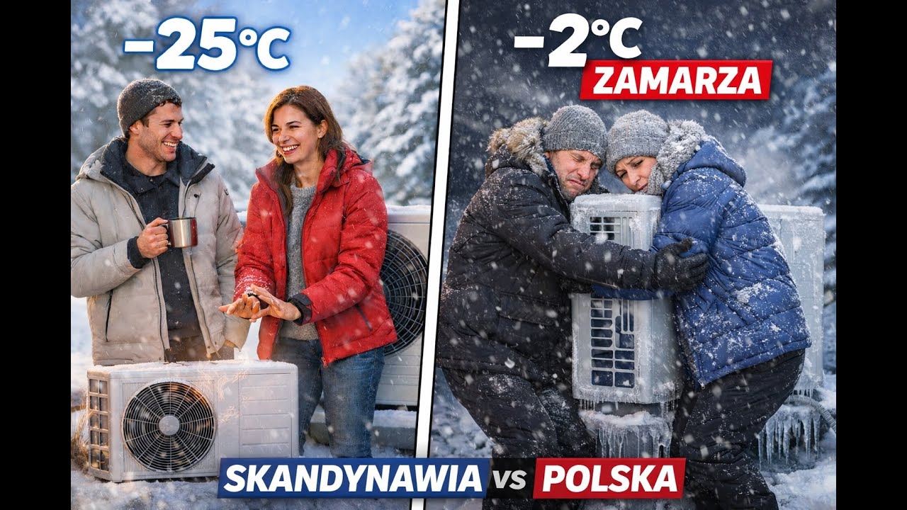 Skandynawia mr&oacute;z, drewno i pompy ciepła. Polska zakazy i l&oacute;d