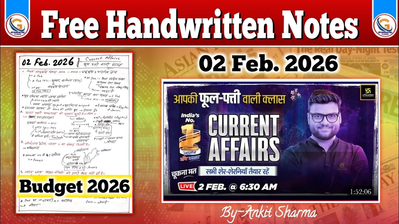 02 February 2026 Current Affair's today|Kumar Gaurav Sir current Affair's| #kumargauravutkarsh #gk