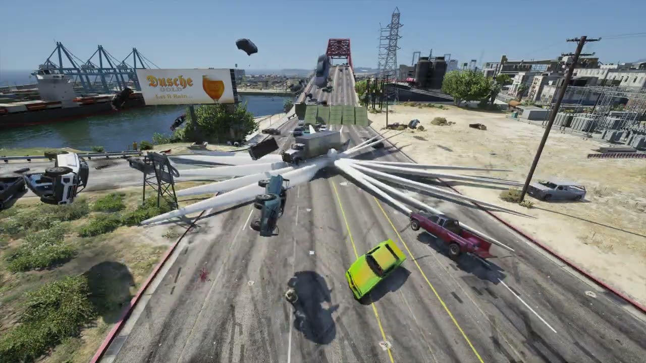 GTA 5 | Wind Turbine vs NPC Traffic at a Crossroad