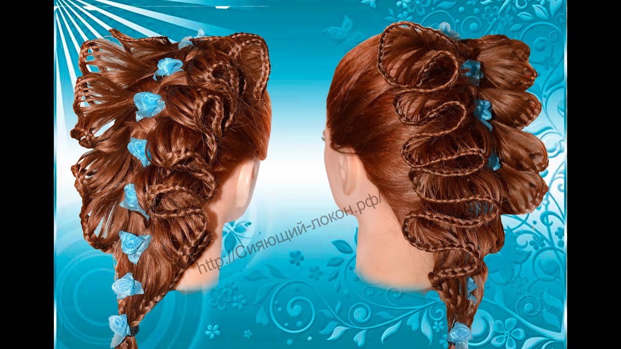 Прическа на длинные волосы.  Плетение Скат. Кружевное плетение. Braids. Kapralova Olga