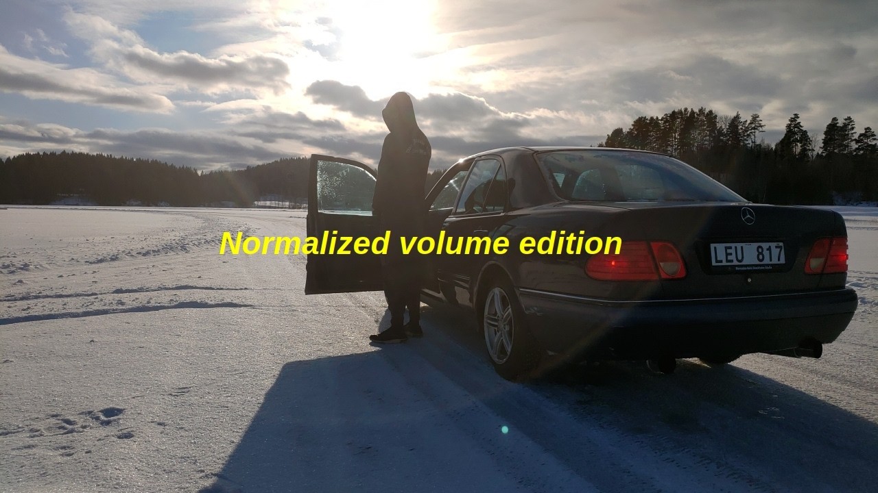 Mercedes E420 6SPEED flooring it on frozen lake normalized volume