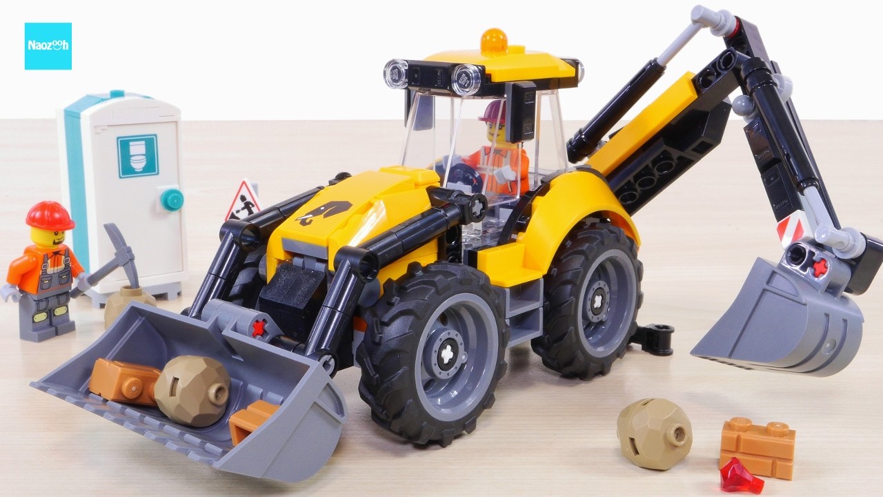 レゴ シティ黄色のバックホーローダー 60480 ／ LEGO City Yellow Backhoe Loader Speed build & Review