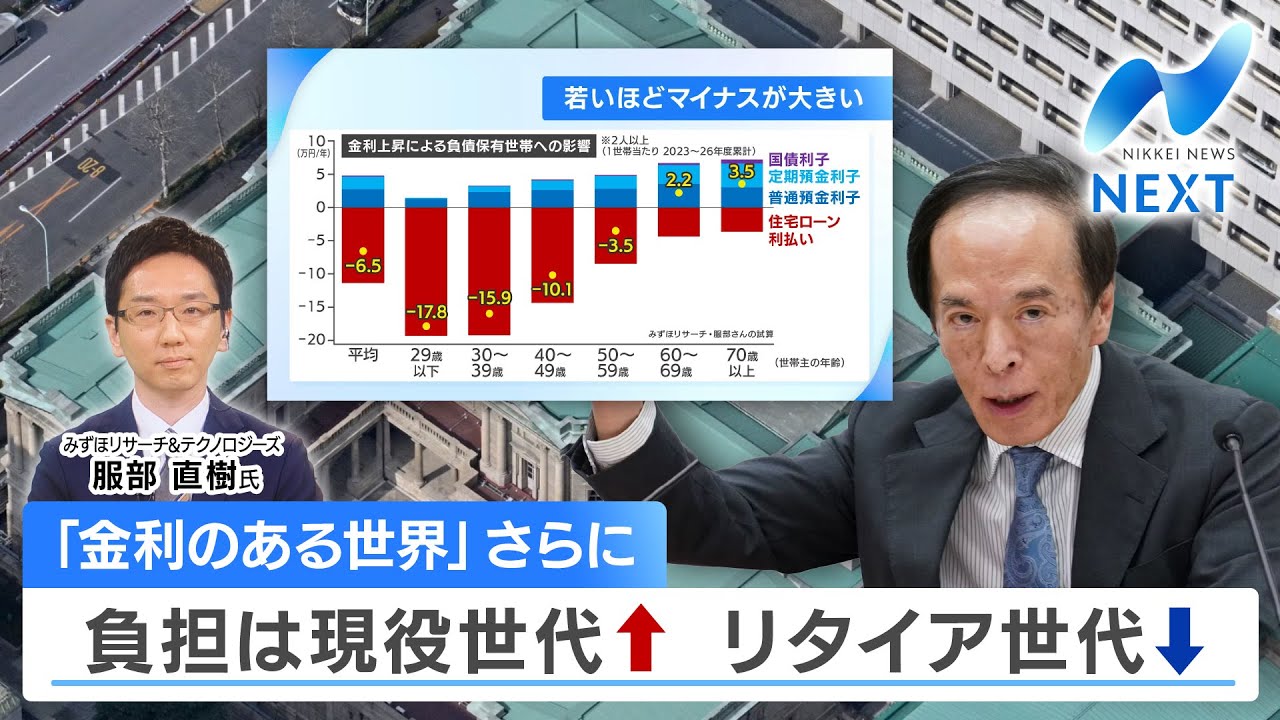 「金利のある世界」さらに 負担は現役世代↑ リタイア世代↓【NIKKEI NEWS NEXT】