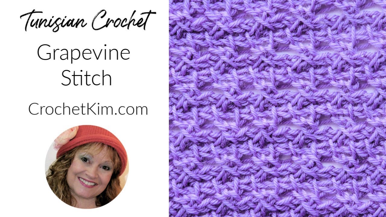 Tunisian Crochet Grapevine Stitch Tutorial by Kim Guzman