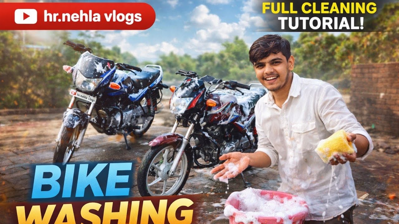 Aaj bike washing ki 🧑‍🔧 or chot bi lag gi ❤️‍🩹👀