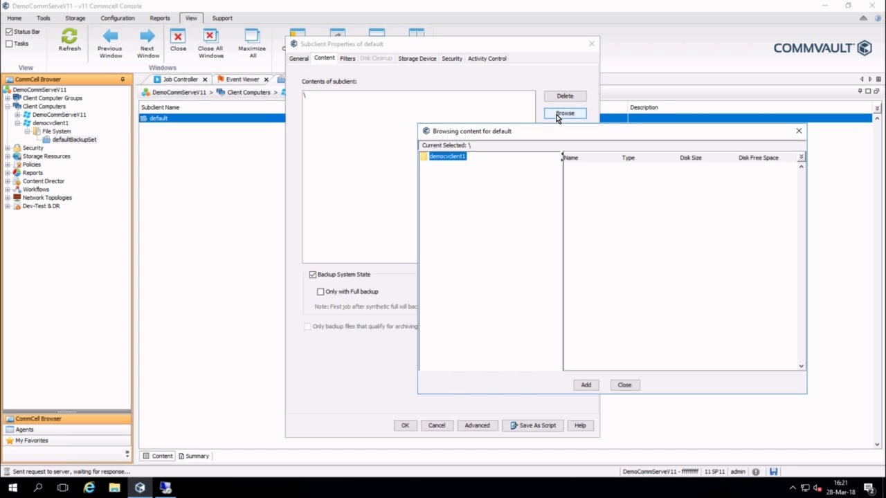Tutorial - Commvault Windows File System iData Agent push install and backup configuration