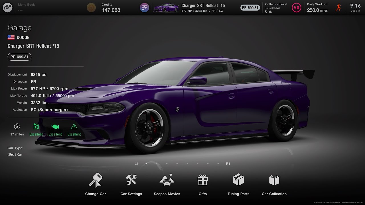 [Gran Turismo 7] Hellcat charger'15 700pp tune 6 gears