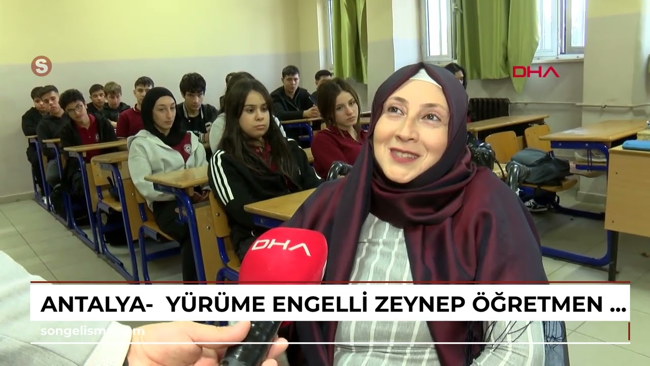 Antalya-  Y&uuml;r&uuml;me engelli Zeynep &ouml;ğretmen, asans&ouml;r&uuml; 2 aydır arızalı okulda azmiyle ders veriyor