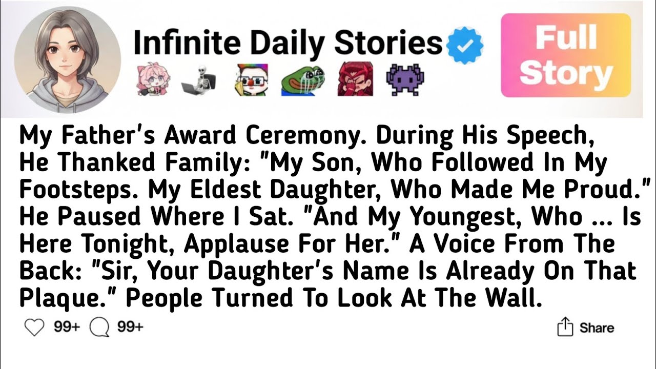 [FULL STORY] My Father's Award Ceremony. During His Speech, He Thanked Family: 