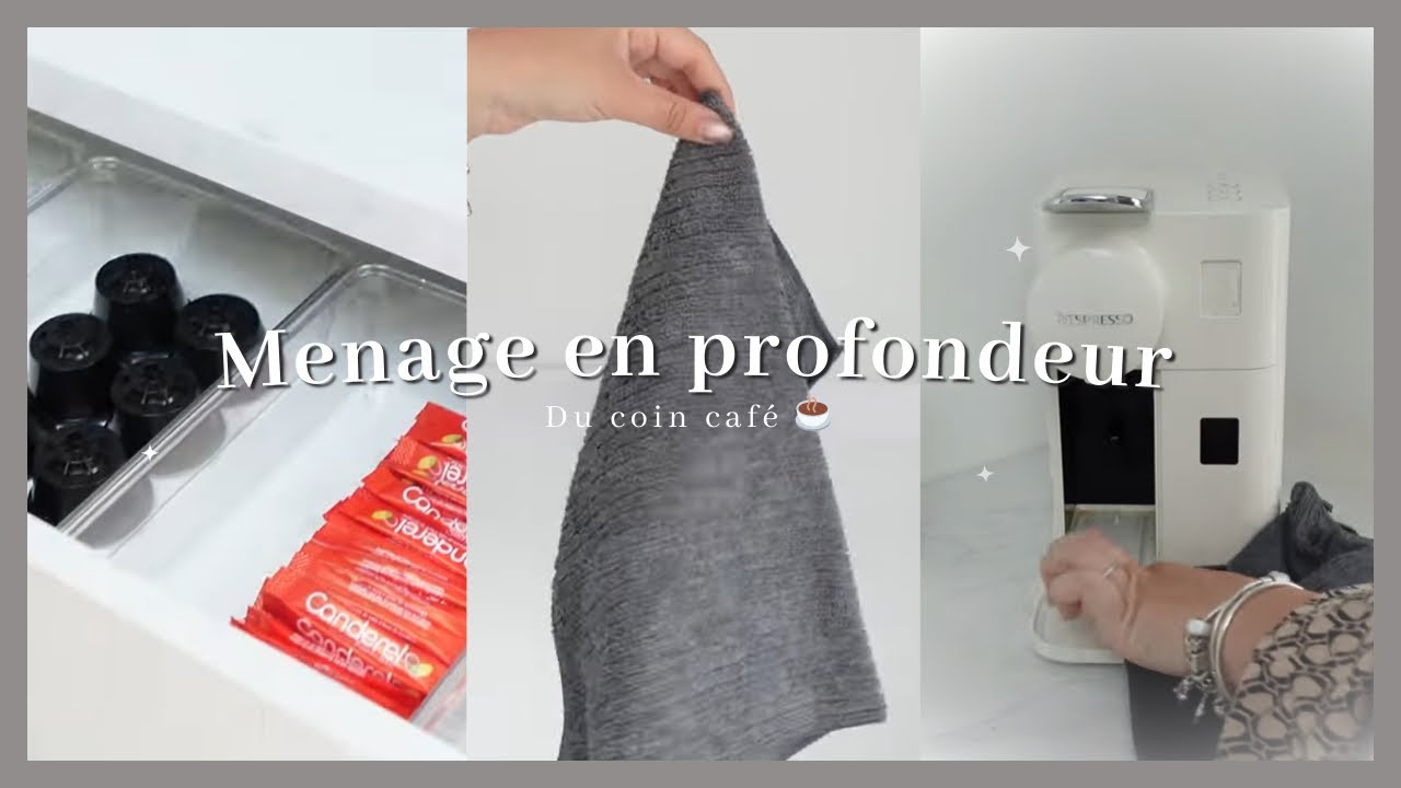 Ménage en profondeur du coin café | Réorganisation des armoires | nettoyage de la cafetière ✨
