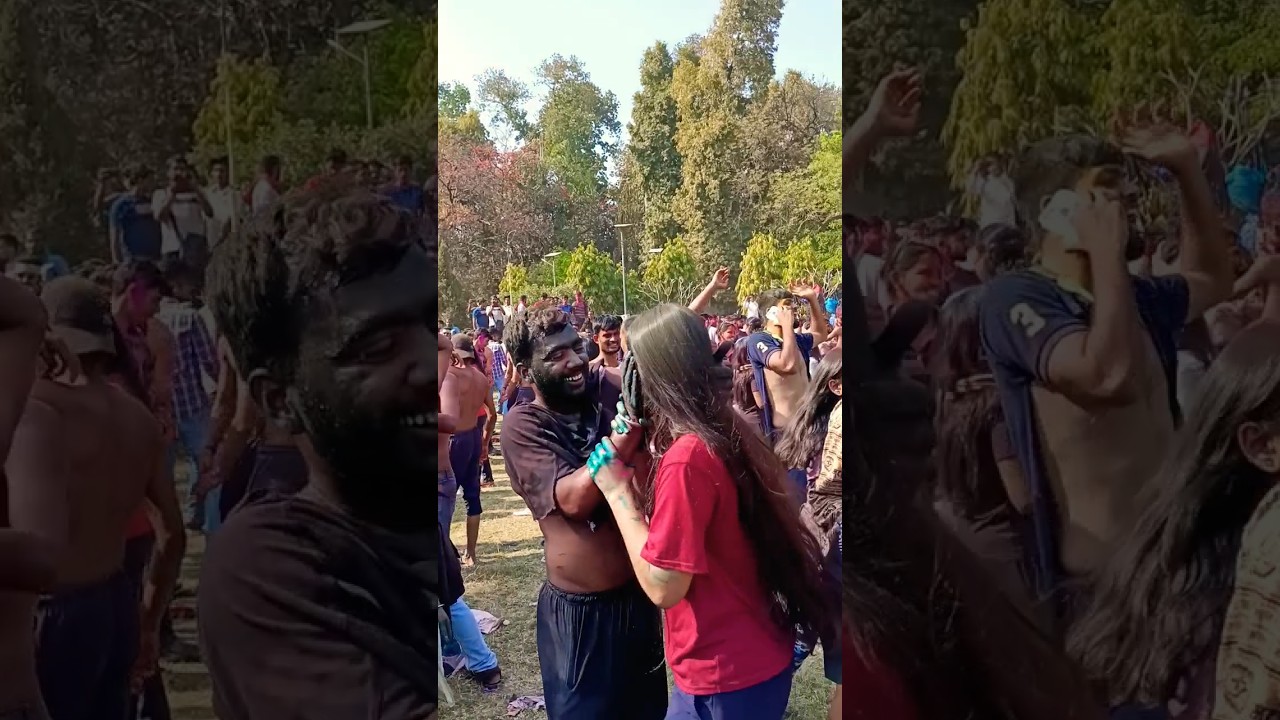 Students are celebrating pre Holi in BHU #varanasi #bhu #holi2023 #holi #festival