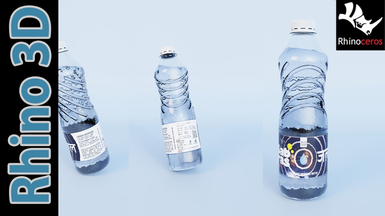 How to make 3D model of  Water Bottle - Step by Step | Rhinoceros 3D