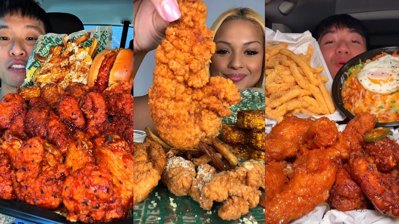 TIKTOK Mukbang Compilation | Wingstop, KFC, Cane's, In-N-Out, Chipotle & More!