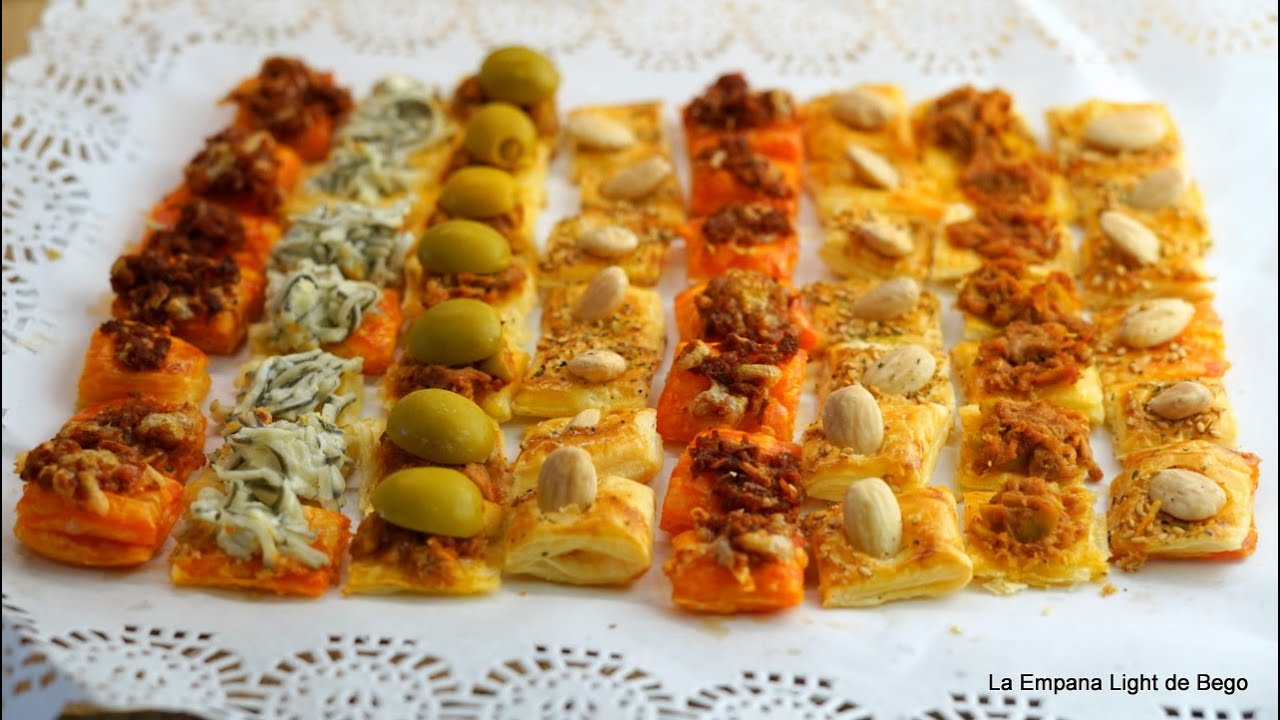 Bocados de Hojaldres Salados Variados-Aperitivos Receta Fácil y Rápida para 60 canapes