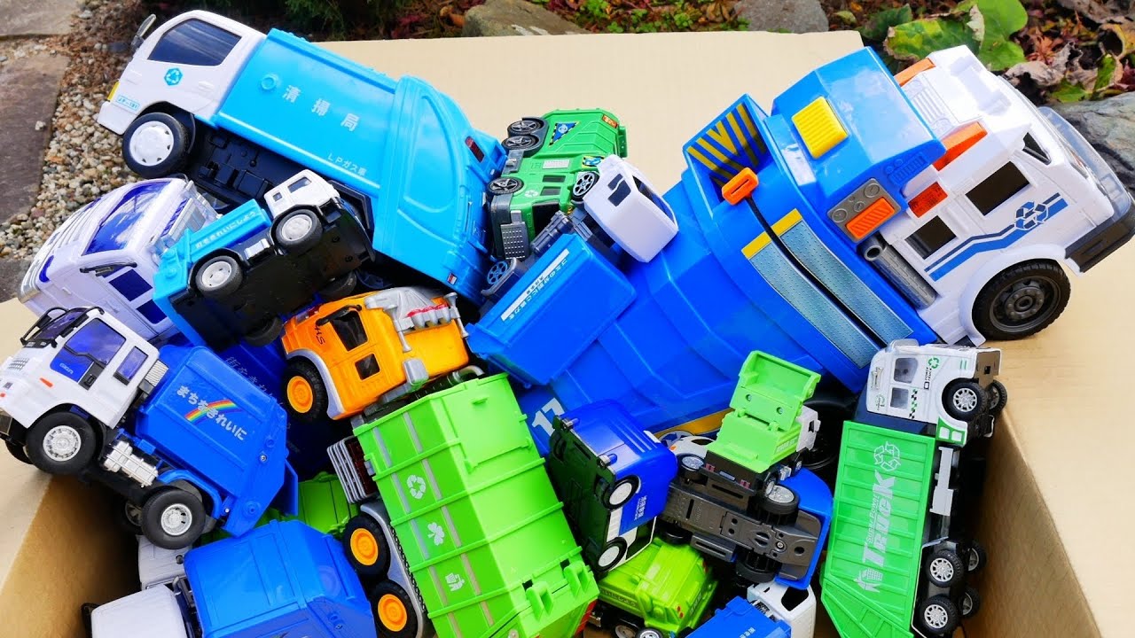 たくさんのゴミ収集車を箱にまとめてみた！急な坂道を走る Ⅲ ☆ Garbage Truck Collection Drive A Steep Hill