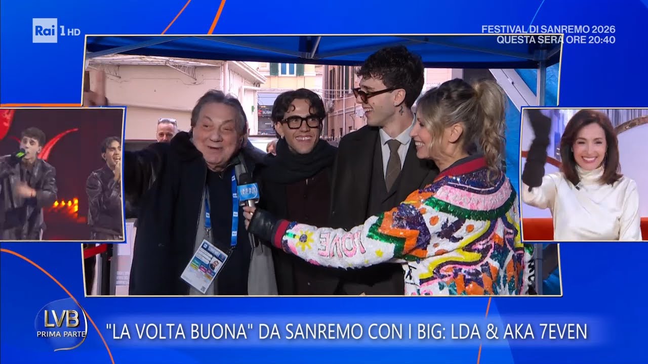 Sanremo 2026, LDA e AKA 7even pronti per la serata cover con De Piscopo - La volta buona 27/02/2026