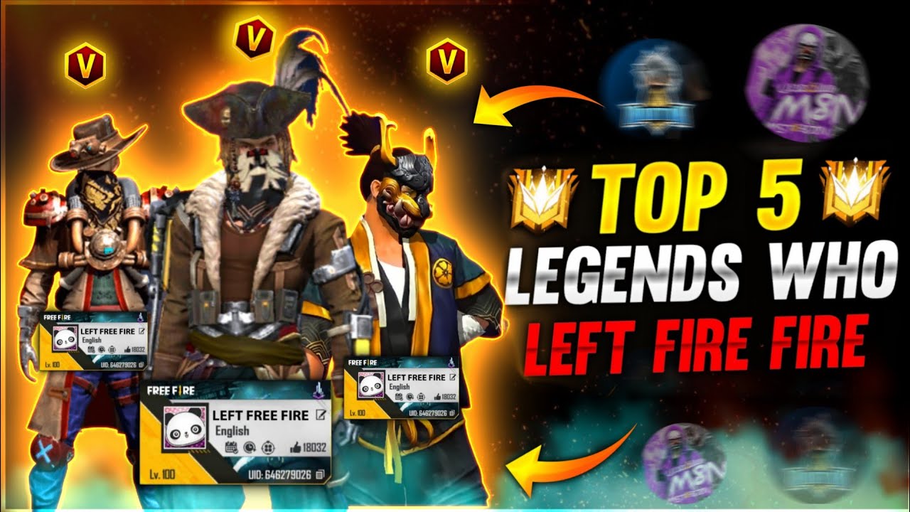 TOP 5 LEGENDS WHO LEFT FREE FIRE⚡⚡- Part 3