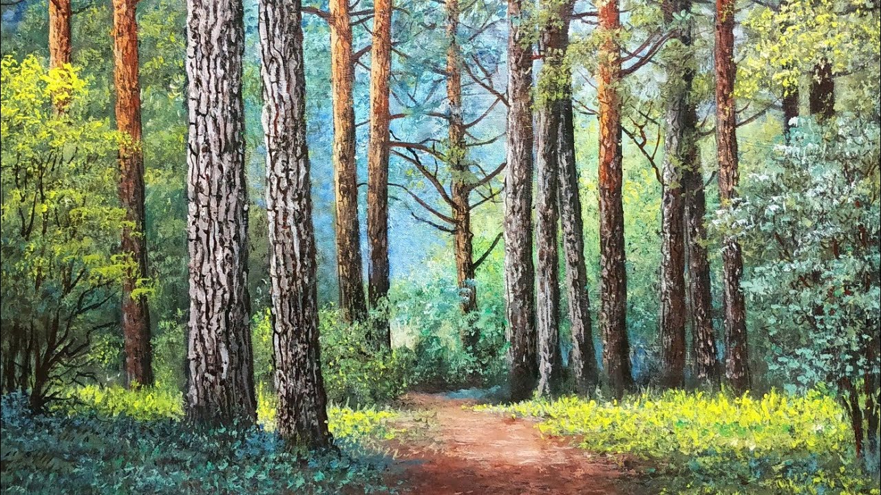 Painting a Forest with acrylic | Time Lapse | #006