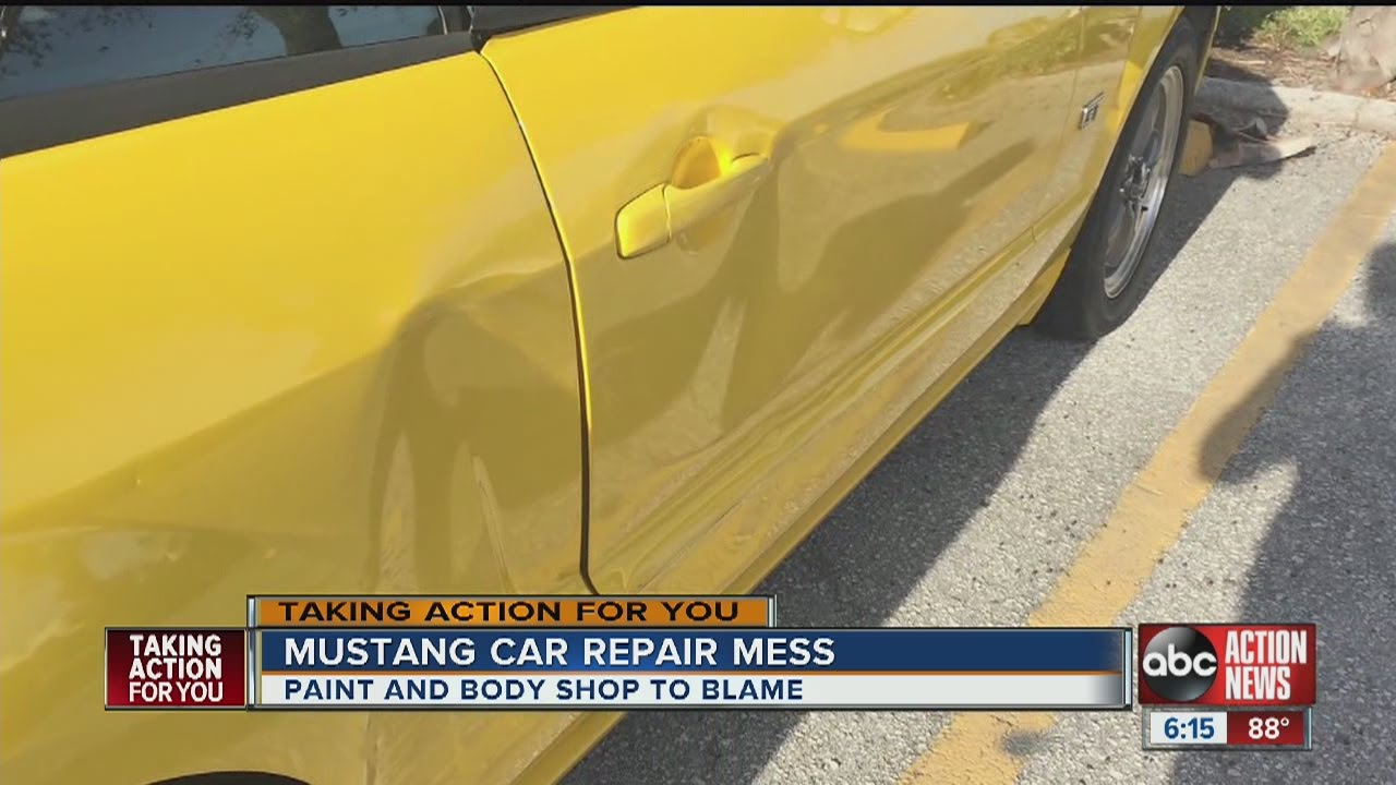 Woman blames paint and body shop for mustang car repair mess