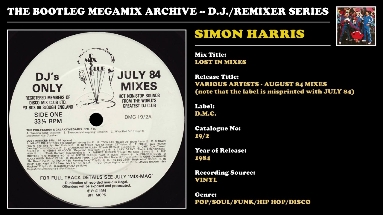 SIMON HARRIS & ALAN COULTHARD * LOST IN MIXES * D.M.C. Records 19/2 * 1984
