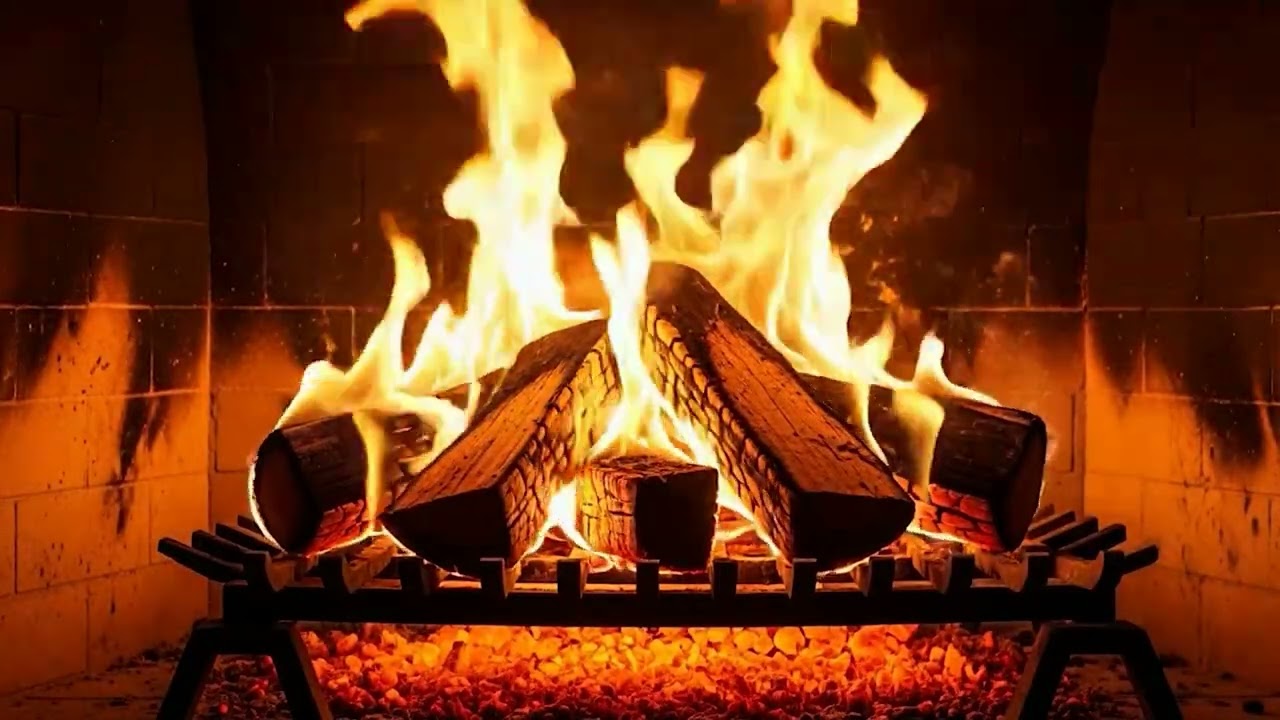 Crackling Fireplace & Soft Piano 🔥🎹 Cozy Night Ambience for Relaxation, Study & Sleep