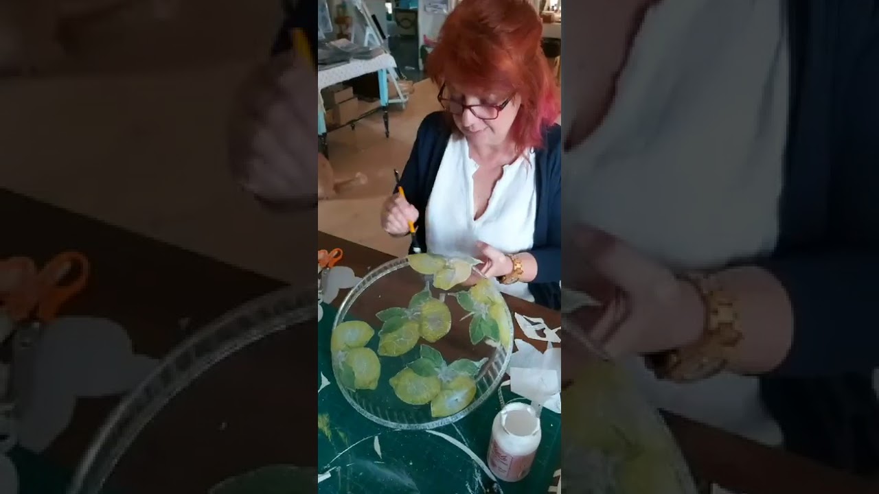 Peçete dekupaj ve çatlatma teknikleri ile cam tabak boyama canlı yayın bölüm 2
