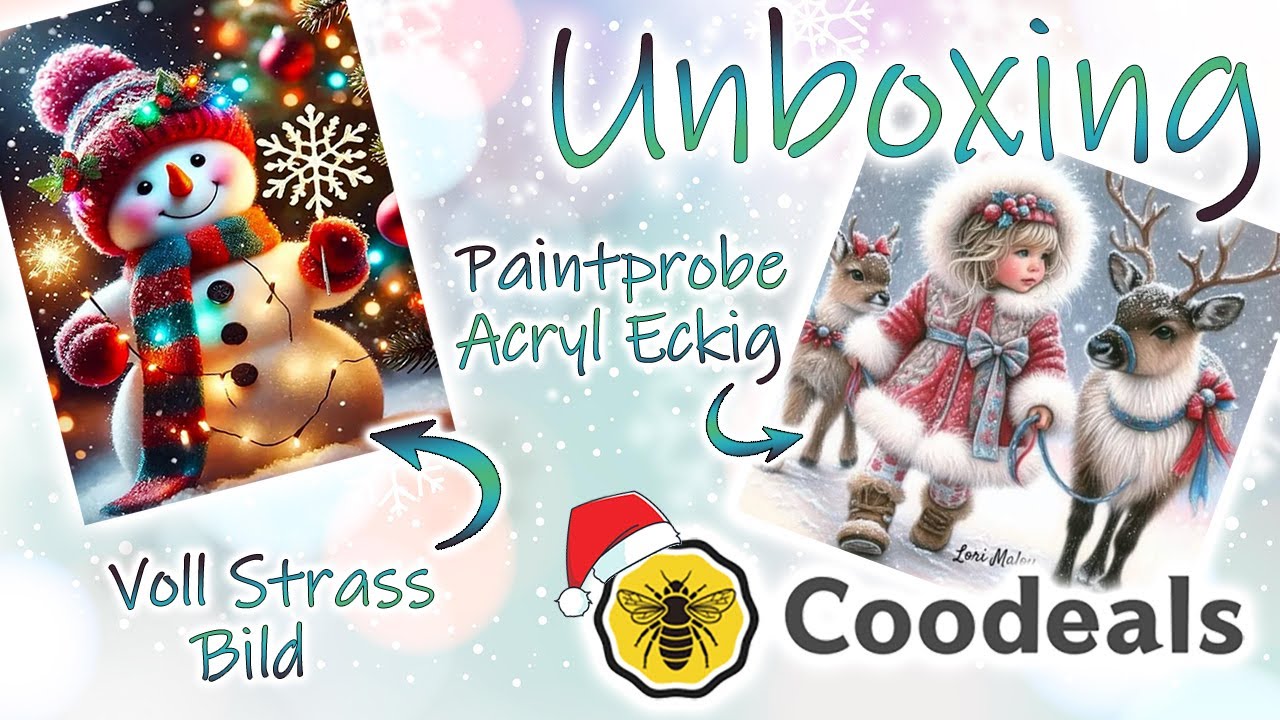 COODEALS Unboxing | Ich painte eckige Acrylsteine Probe und Vollstrass Schneemann ☃️mit Rabattcode!