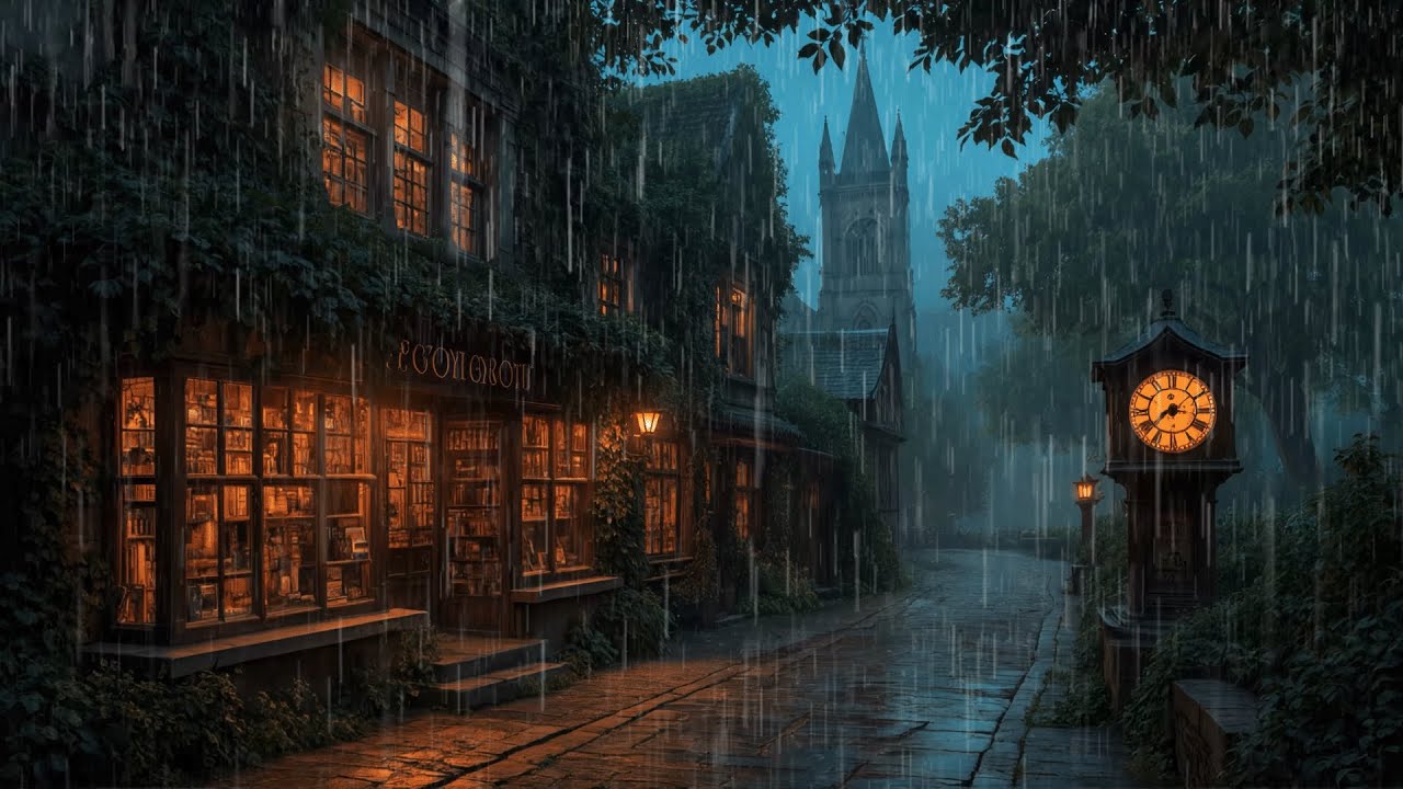 When the Clock Ticks Softly Near the Old Bookshop | Dark Academia Piano & Spring Ambience for Study