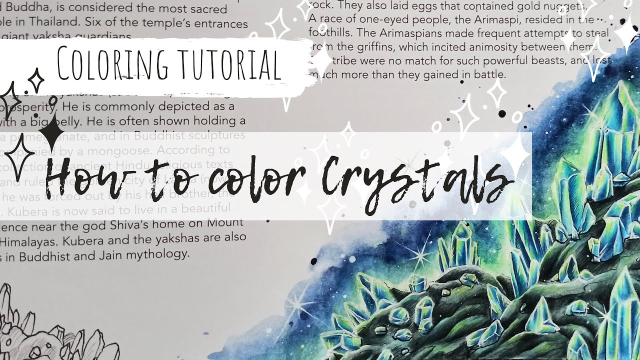 Coloring Tutorial: How to color crystals | Adult Coloring | Kerby Rosanes Mythic World