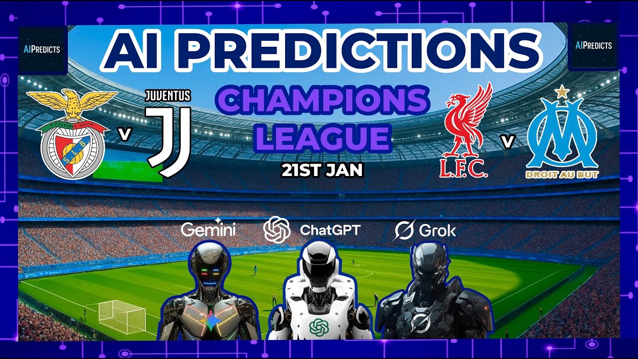 Grok v ChatGPT v Gemini - AI Football Predictions | Champions League Wednesday 21st January 2026