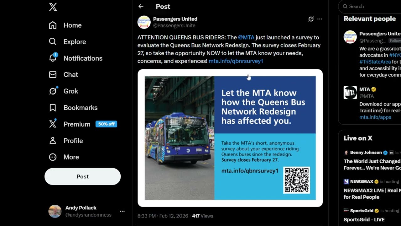 MTA Survey Queens Bus Network Redesign (Fill Out By 2-27-2026)