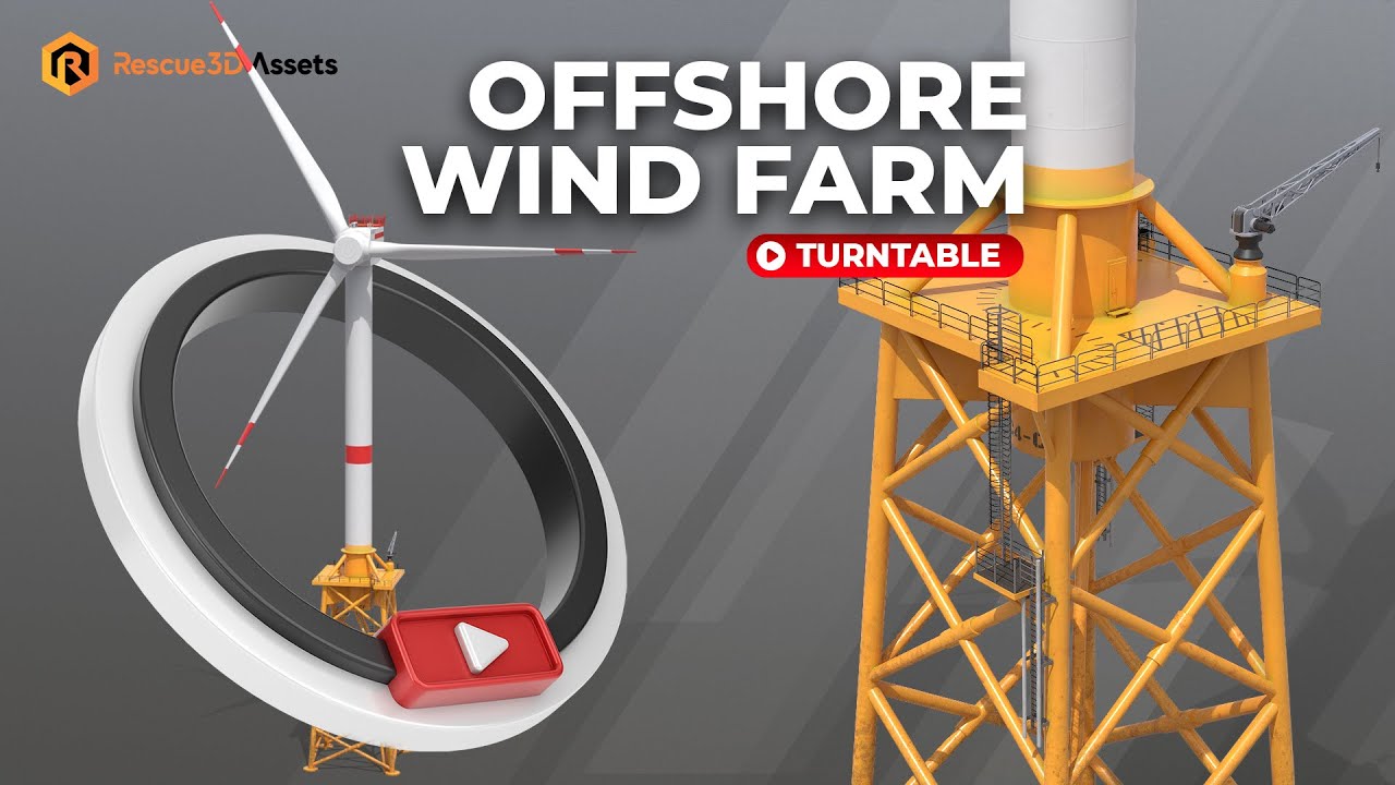 Offshore Wind Farm - Low-poly PBR 3D model by Rescue3D Assets