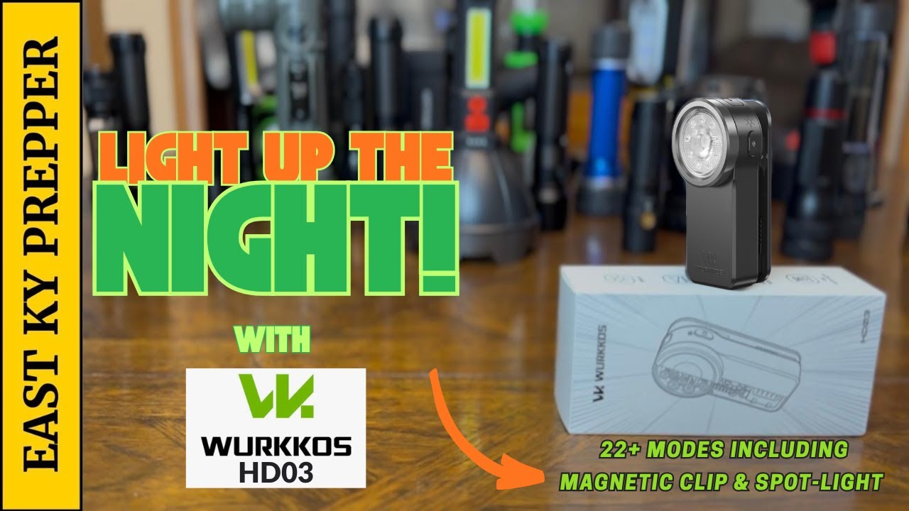 WURKKOS HD03 Pocket Clip Flashlight with 22+ Modes