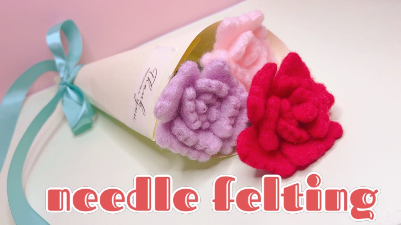 DIY Carnations Needle Felting | 羊毛フェルトでカーネーション作り💐